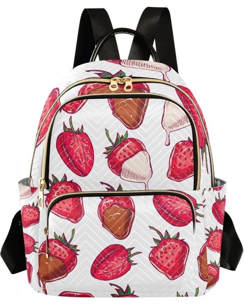 Women Backpack Strawberry Chocolate Anti-Theft Travel Backpack with Luggage Belt Lightweight Handbag Lady Purse Roomy Double ...