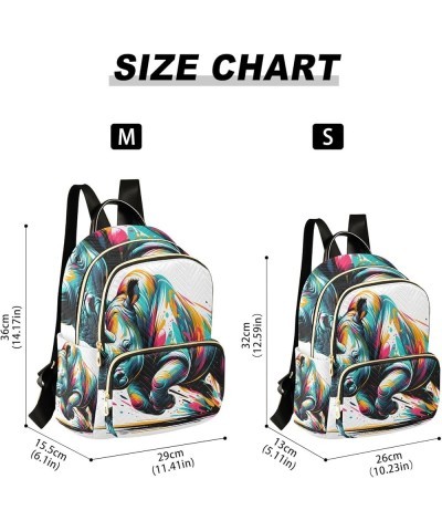 Mini Backpack Purse for Women, Multi Colored Rhino Travel Bag Casual Daypack Shoulder Bag Small $14.40 Backpacks