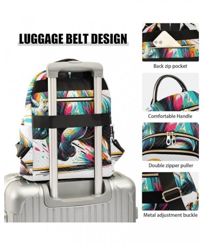 Mini Backpack Purse for Women, Multi Colored Rhino Travel Bag Casual Daypack Shoulder Bag Small $14.40 Backpacks