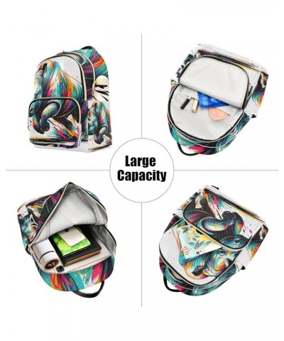 Mini Backpack Purse for Women, Multi Colored Rhino Travel Bag Casual Daypack Shoulder Bag Small $14.40 Backpacks