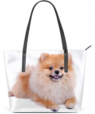 Top Handle Tote Bag PU Leather Shoulder Bag Happy Little Dog Messenger Bag for Women Ladies Girls $19.54 Shoulder Bags