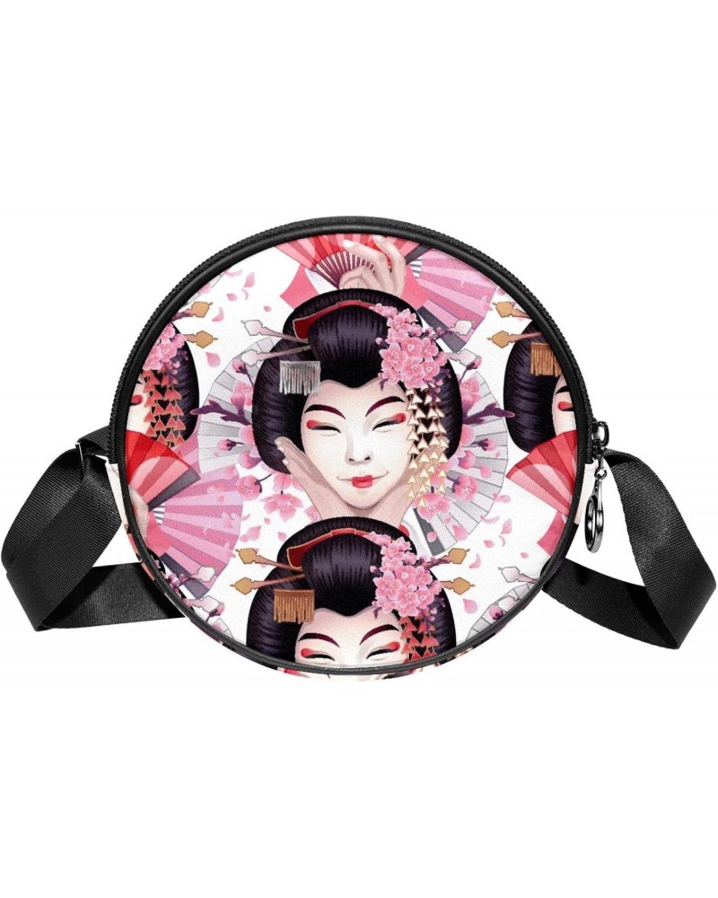 Woman Japanese Crossbody Bag for Women Teen Girls Round Canvas Shoulder Bag Purse Tote Handbag Bag $10.70 Totes