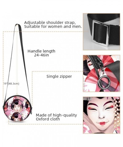 Woman Japanese Crossbody Bag for Women Teen Girls Round Canvas Shoulder Bag Purse Tote Handbag Bag $10.70 Totes