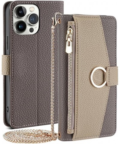 IPhone 11 Pro Max Wallet Case Crossbody IPhone Bag with Card Holder Wallet Zipper Leather Purse Cover (Pink,iPhone 11) Gray $...