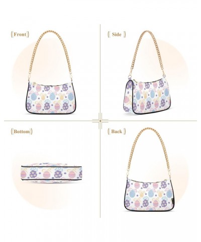 Shoulder Bag for Women, Easter Eggs with Tied Bows Tote Bag Small Purses Cute Mini Zipper Handbag with Chain Strap $15.00 Totes