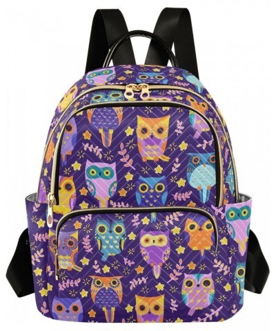 Mini Backpack for Women, Cute Owls Purple Travel Backpack Purse for Ladies, Small Bookbag Daypack Shoulder Bag M Multi571 Med...