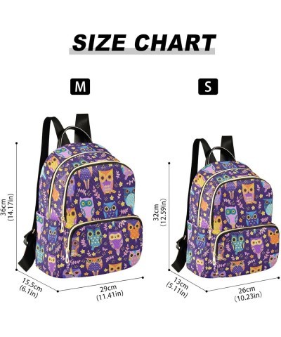 Mini Backpack for Women, Cute Owls Purple Travel Backpack Purse for Ladies, Small Bookbag Daypack Shoulder Bag M Multi571 Med...