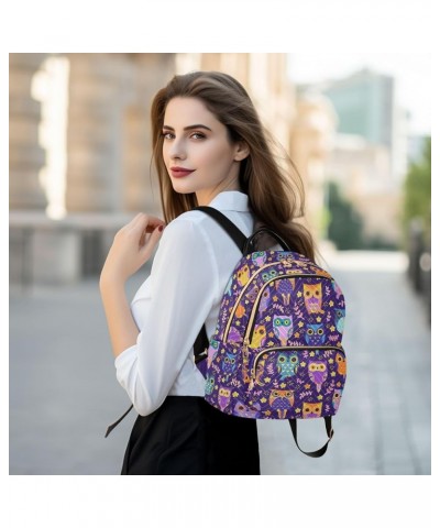 Mini Backpack for Women, Cute Owls Purple Travel Backpack Purse for Ladies, Small Bookbag Daypack Shoulder Bag M Multi571 Med...