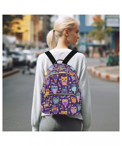 Mini Backpack for Women, Cute Owls Purple Travel Backpack Purse for Ladies, Small Bookbag Daypack Shoulder Bag M Multi571 Med...