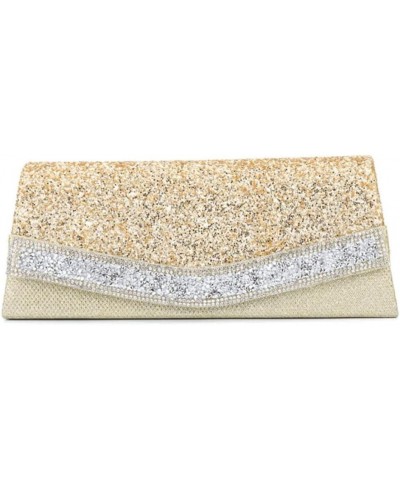 Women Dazzling Small Evening Bag With Detachable Chain(Gold) Gold $23.55 Evening Bags