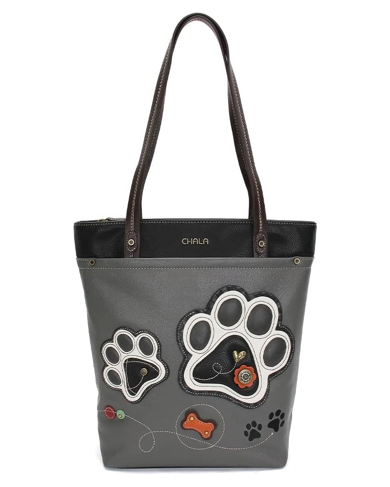 Deluxe Everyday Tote Women Shoulder Purse Handbag B&w Paw Print - Gray $37.40 Totes