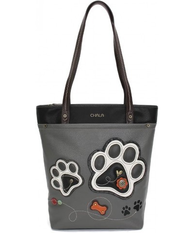 Deluxe Everyday Tote Women Shoulder Purse Handbag B&w Paw Print - Gray $37.40 Totes