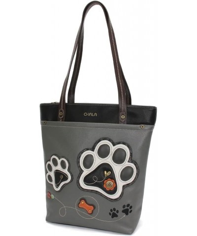 Deluxe Everyday Tote Women Shoulder Purse Handbag B&w Paw Print - Gray $37.40 Totes