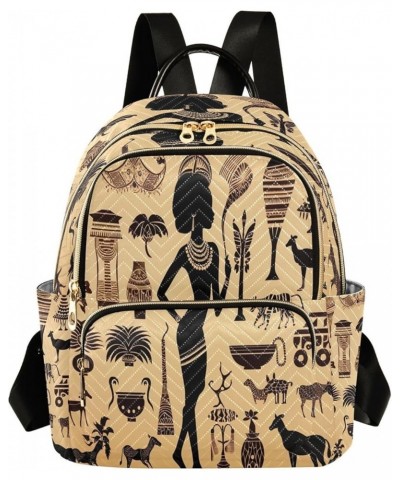 African Woman Animal Vintage Quilted Backpack for Women Shoulder Bag Purses Travel Bags for Nurse Work Daily S Small $17.04 B...