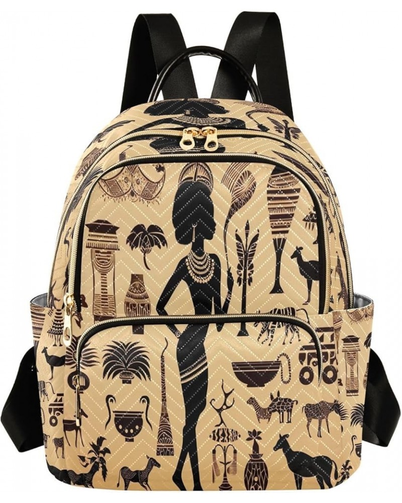 African Woman Animal Vintage Quilted Backpack for Women Shoulder Bag Purses Travel Bags for Nurse Work Daily S Small $17.04 B...