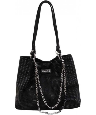 Bright Diamond Bag Women's Bag Single Shoulder Underarm Bag Simple Casual Crossbody Bag Black $33.98 Totes