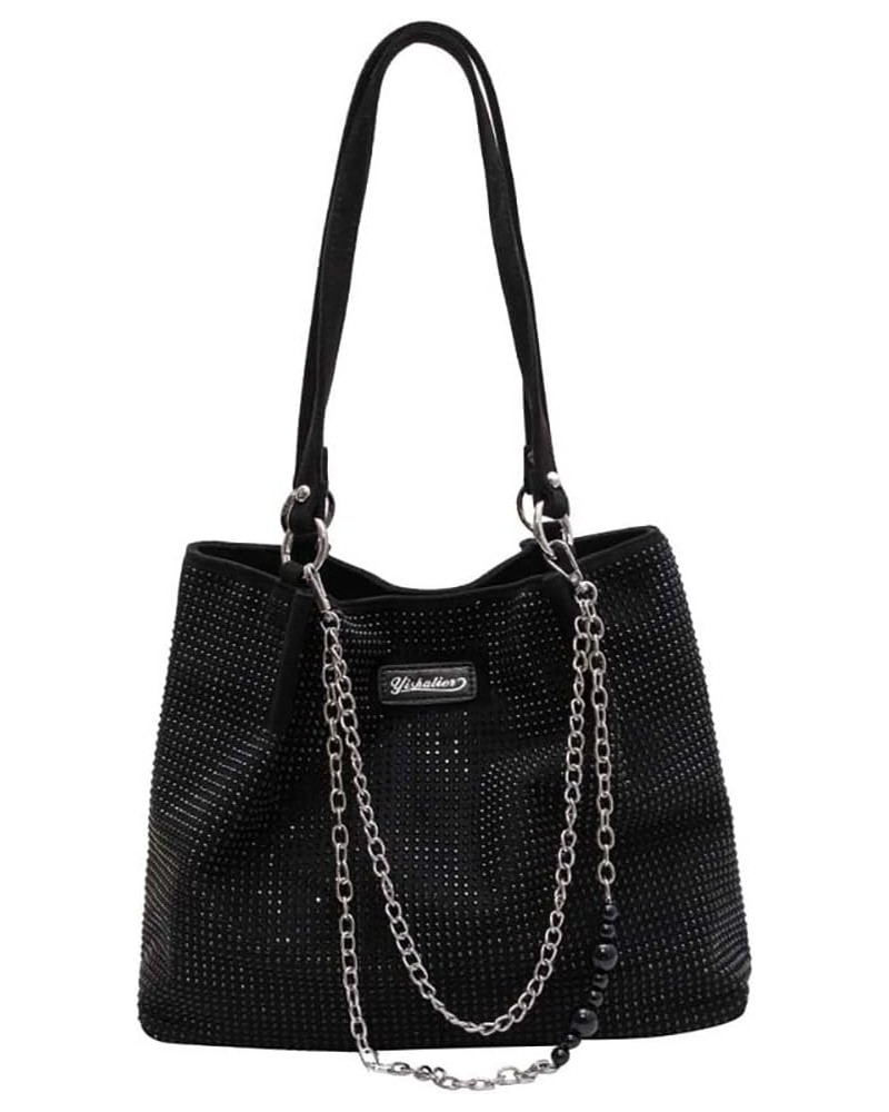 Bright Diamond Bag Women's Bag Single Shoulder Underarm Bag Simple Casual Crossbody Bag Black $33.98 Totes