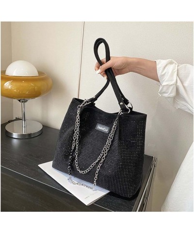 Bright Diamond Bag Women's Bag Single Shoulder Underarm Bag Simple Casual Crossbody Bag Black $33.98 Totes