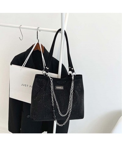 Bright Diamond Bag Women's Bag Single Shoulder Underarm Bag Simple Casual Crossbody Bag Black $33.98 Totes