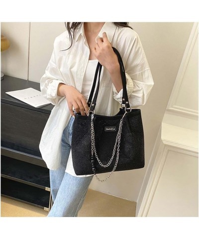 Bright Diamond Bag Women's Bag Single Shoulder Underarm Bag Simple Casual Crossbody Bag Black $33.98 Totes