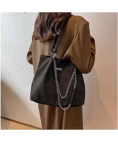 Bright Diamond Bag Women's Bag Single Shoulder Underarm Bag Simple Casual Crossbody Bag Black $33.98 Totes