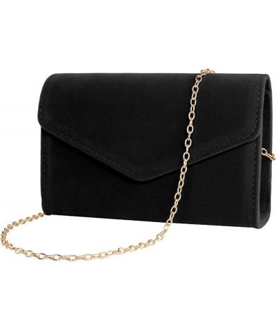 Women Evening Bag Clutch Faux Suede Envelope Party Handbag Bridal Prom Purse Black2 $9.89 Evening Bags