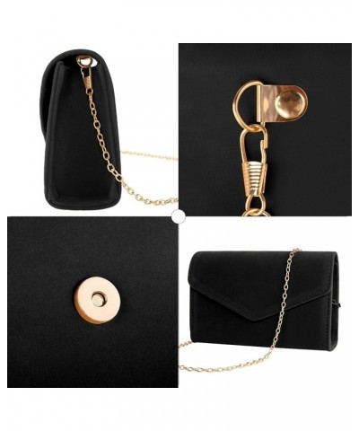 Women Evening Bag Clutch Faux Suede Envelope Party Handbag Bridal Prom Purse Black2 $9.89 Evening Bags