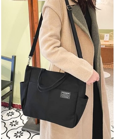 Women's Canvas Bag Casual Retro Tote Bag Handbag Portable Canvas Shoulder Bag Hobo Bag Large Capacity Crossbody Bag Black $26...