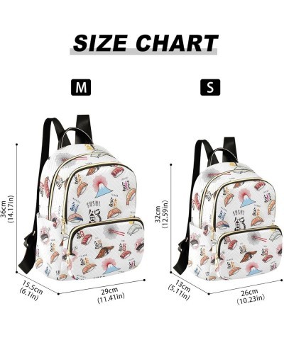 Backpack Purse for Women Japanese Traditional Food Pattern, Mini Fashion Backpack Lightweight Casual Daypack Shoulder Bag Tra...