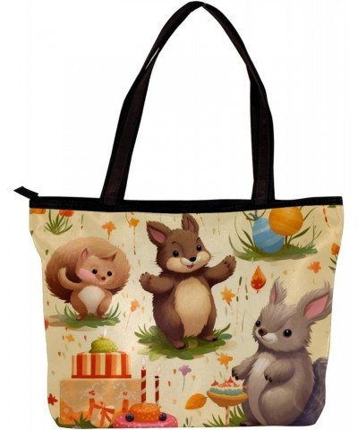 The Tote Bag For Women,Purses For Women,Handbags For Women,Animals Bunny Fox Birthday Handbags $11.79 Totes