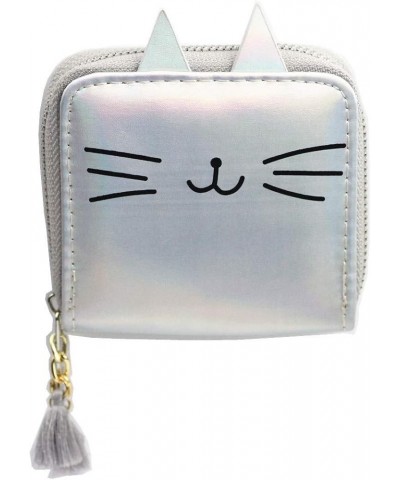 Cute Unicorn Mermaid Wallet Cute Rainbow Unicorn Design Short Wallets Mermaid Purse For Teen Girls Women(0116B) Silver Cat $8...