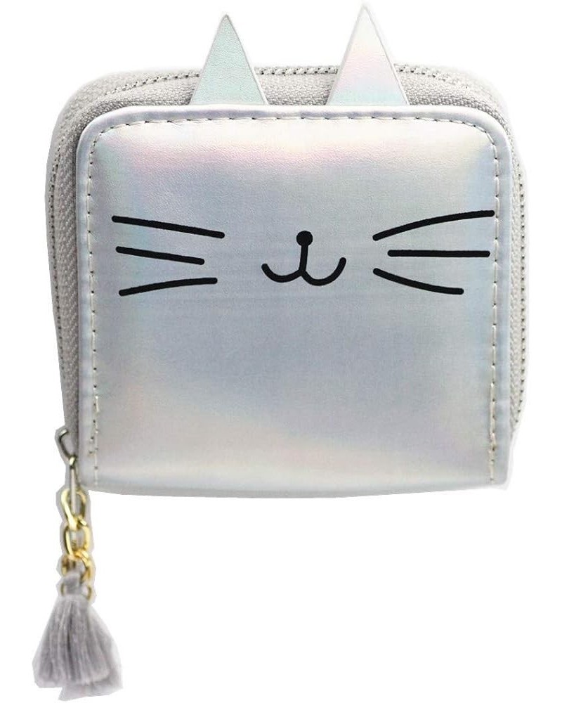 Cute Unicorn Mermaid Wallet Cute Rainbow Unicorn Design Short Wallets Mermaid Purse For Teen Girls Women(0116B) Silver Cat $8...