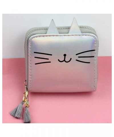 Cute Unicorn Mermaid Wallet Cute Rainbow Unicorn Design Short Wallets Mermaid Purse For Teen Girls Women(0116B) Silver Cat $8...