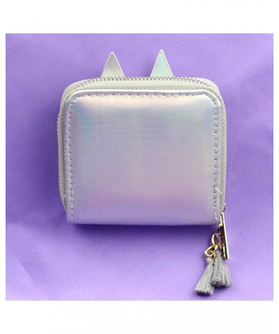 Cute Unicorn Mermaid Wallet Cute Rainbow Unicorn Design Short Wallets Mermaid Purse For Teen Girls Women(0116B) Silver Cat $8...