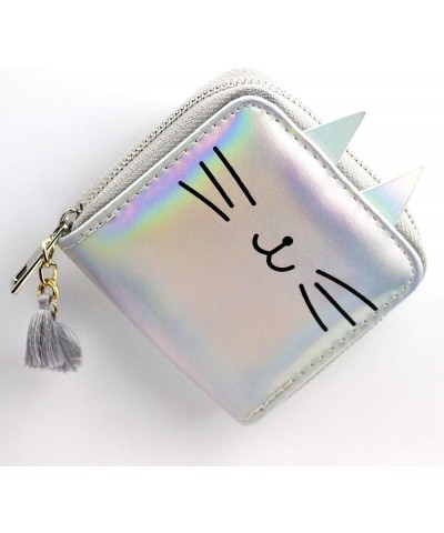 Cute Unicorn Mermaid Wallet Cute Rainbow Unicorn Design Short Wallets Mermaid Purse For Teen Girls Women(0116B) Silver Cat $8...