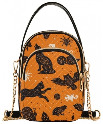 Halloween Witch Cat Crossbody Bags for Women Crossbody Wallet Purse Shoulder Handbag with Chain Strap for Gifts $11.44 Crossb...