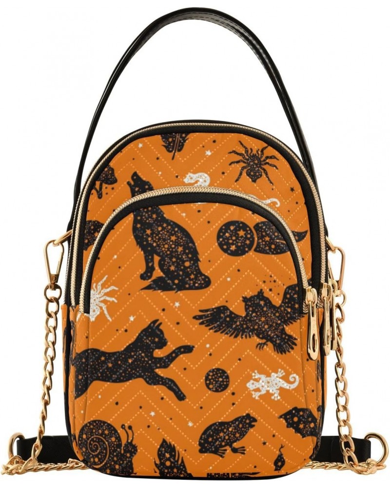 Halloween Witch Cat Crossbody Bags for Women Crossbody Wallet Purse Shoulder Handbag with Chain Strap for Gifts $11.44 Crossb...