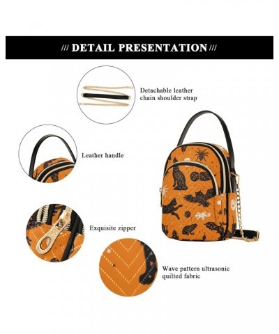 Halloween Witch Cat Crossbody Bags for Women Crossbody Wallet Purse Shoulder Handbag with Chain Strap for Gifts $11.44 Crossb...