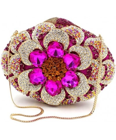 Flower Rhinestone Crystal Clutch Sparkly Rhinestone Handbag Fashion Wedding Party Purse for Women and Ladies Purple Gold $62....