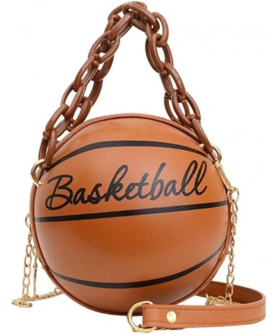 Crossbody Bag Round Basketball Shaped Handbag Novelty Purse Circle Shoulder Bag for Women Brown 2 $11.66 Shoulder Bags