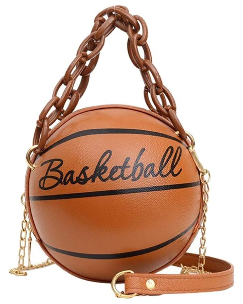 Crossbody Bag Round Basketball Shaped Handbag Novelty Purse Circle Shoulder Bag for Women Brown 2 $11.66 Shoulder Bags