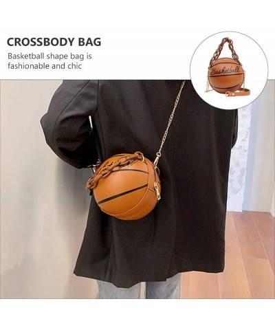 Crossbody Bag Round Basketball Shaped Handbag Novelty Purse Circle Shoulder Bag for Women Brown 2 $11.66 Shoulder Bags