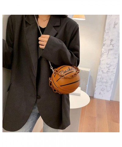 Crossbody Bag Round Basketball Shaped Handbag Novelty Purse Circle Shoulder Bag for Women Brown 2 $11.66 Shoulder Bags