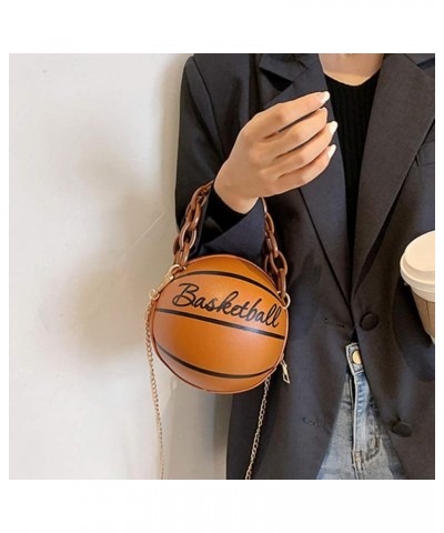 Crossbody Bag Round Basketball Shaped Handbag Novelty Purse Circle Shoulder Bag for Women Brown 2 $11.66 Shoulder Bags