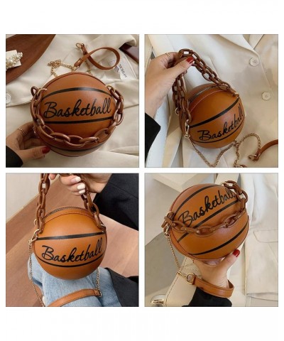 Crossbody Bag Round Basketball Shaped Handbag Novelty Purse Circle Shoulder Bag for Women Brown 2 $11.66 Shoulder Bags