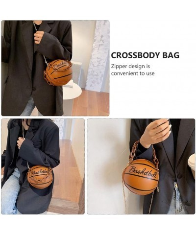 Crossbody Bag Round Basketball Shaped Handbag Novelty Purse Circle Shoulder Bag for Women Brown 2 $11.66 Shoulder Bags