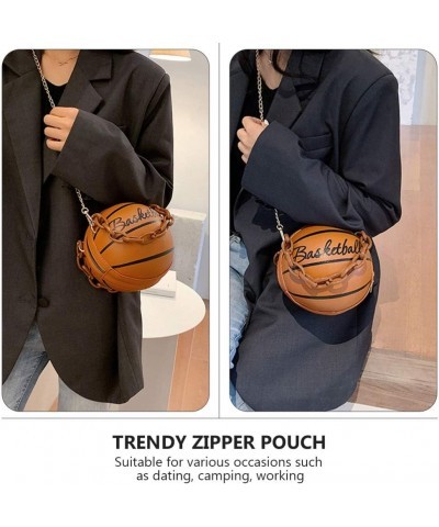 Crossbody Bag Round Basketball Shaped Handbag Novelty Purse Circle Shoulder Bag for Women Brown 2 $11.66 Shoulder Bags