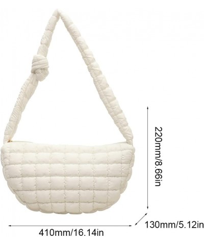 Women Puffer Tote Bag Large Capacity Quilted Shoulder Bag Zippper Puffy Crossbody Bag Bubble Satchel Sling Bag Commuti White ...