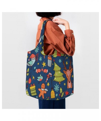 Merry Christmas Single Shoulder Commuter Canvas Tote Bags For Women And Men Merry Christmas31 $9.23 Totes