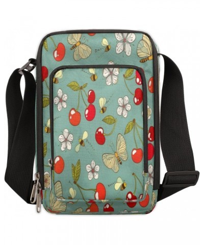 Cute Bee Fruit Cherry Small Crossbody Bags for Women Trendy Cross Body Phone Purse Wallet Mens Travel Crossbody Bag Side Shou...